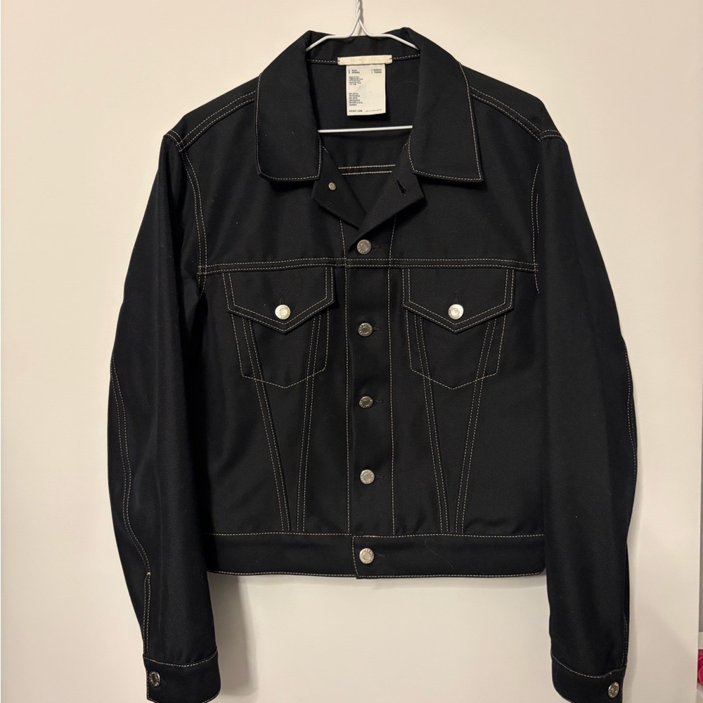 Men's Black Contrast-Stitch Trucker Jacket